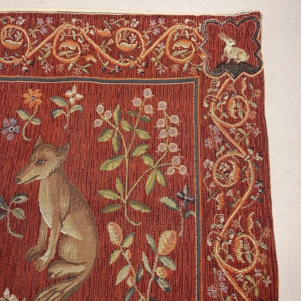 Medieval Fox Tapestry Pillow Cushion Cover Jacquard Woven France Goblus 18x19